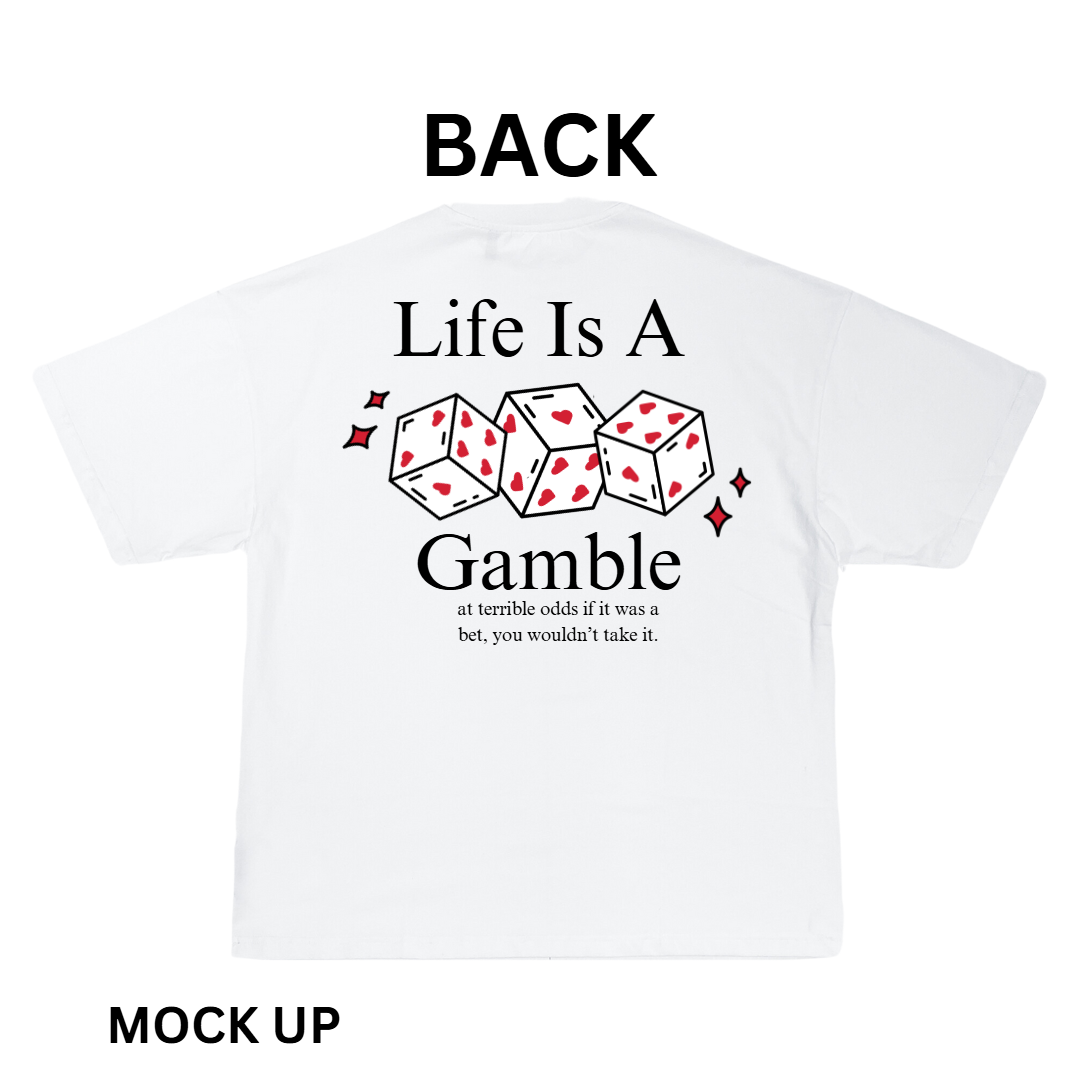 T-Shirt Design "Gamble", T-Shirt Mockup, T-Shirt Print Design, White T-Shirt Mockup, Typography | Transparent PNG | JPG and PDF file