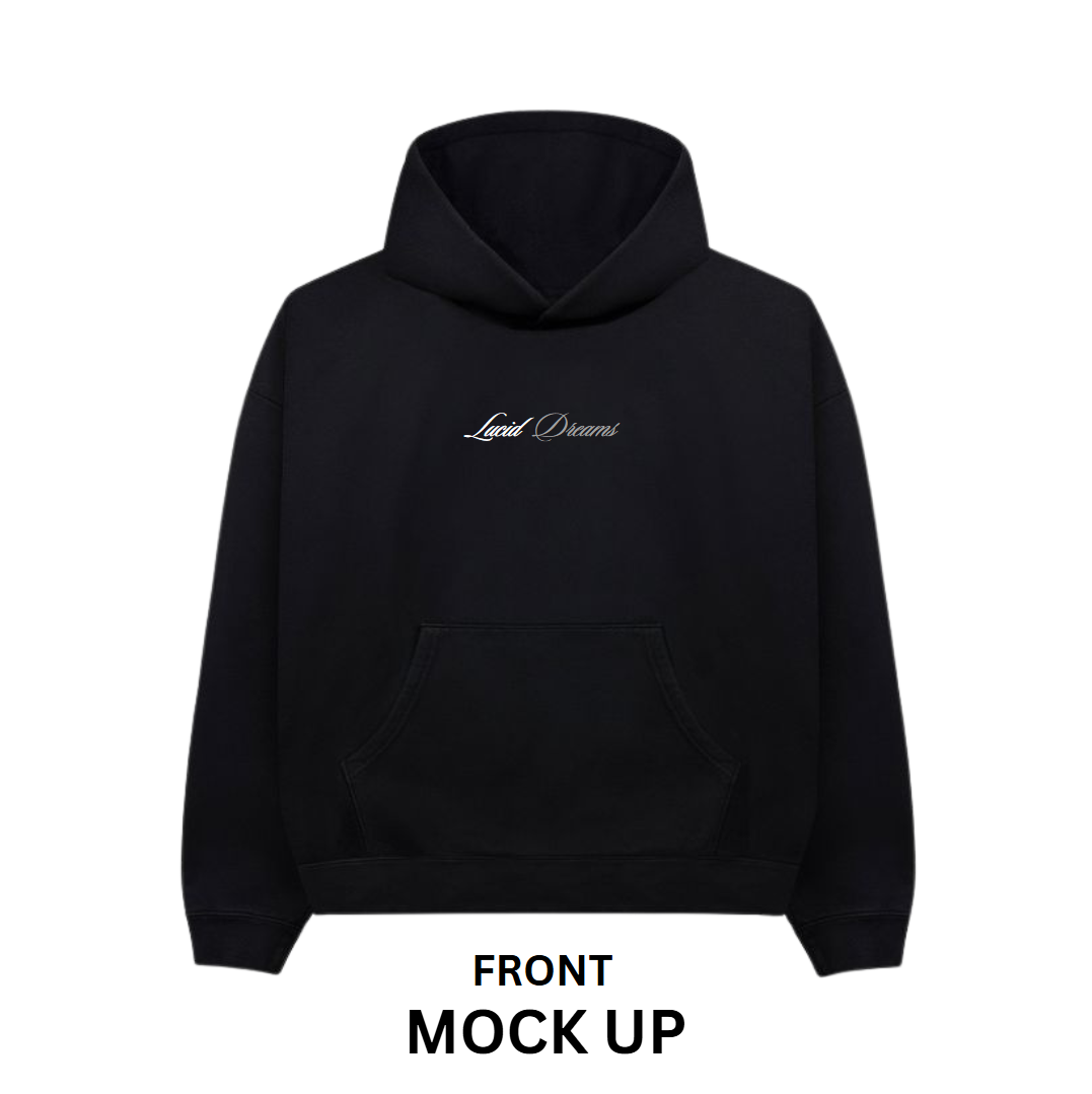 Hoodie Design "Lucid Dreams",Black Hoodie Front & Back Mockup, Black Hoodie, Vintage Hoodie, Typography | Transparent PNG | JPG and PDF file