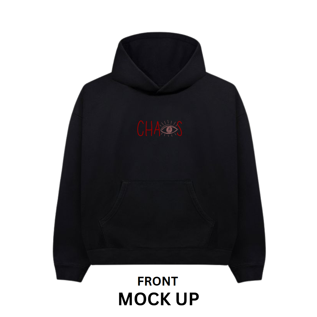 Hoodie Design "Chaos",Black Hoodie Front & Back Mockup, Black Hoodie, Vintage Hoodie, Typography | Transparent PNG | JPG and PDF file