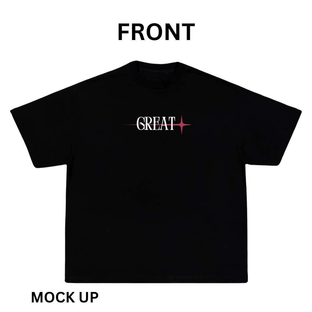 T-Shirt Design "Great", T-Shirt Mockup, T-Shirt Print Design, Black T-Shirt Mockup, Typography | Transparent PNG | JPG and PDF file