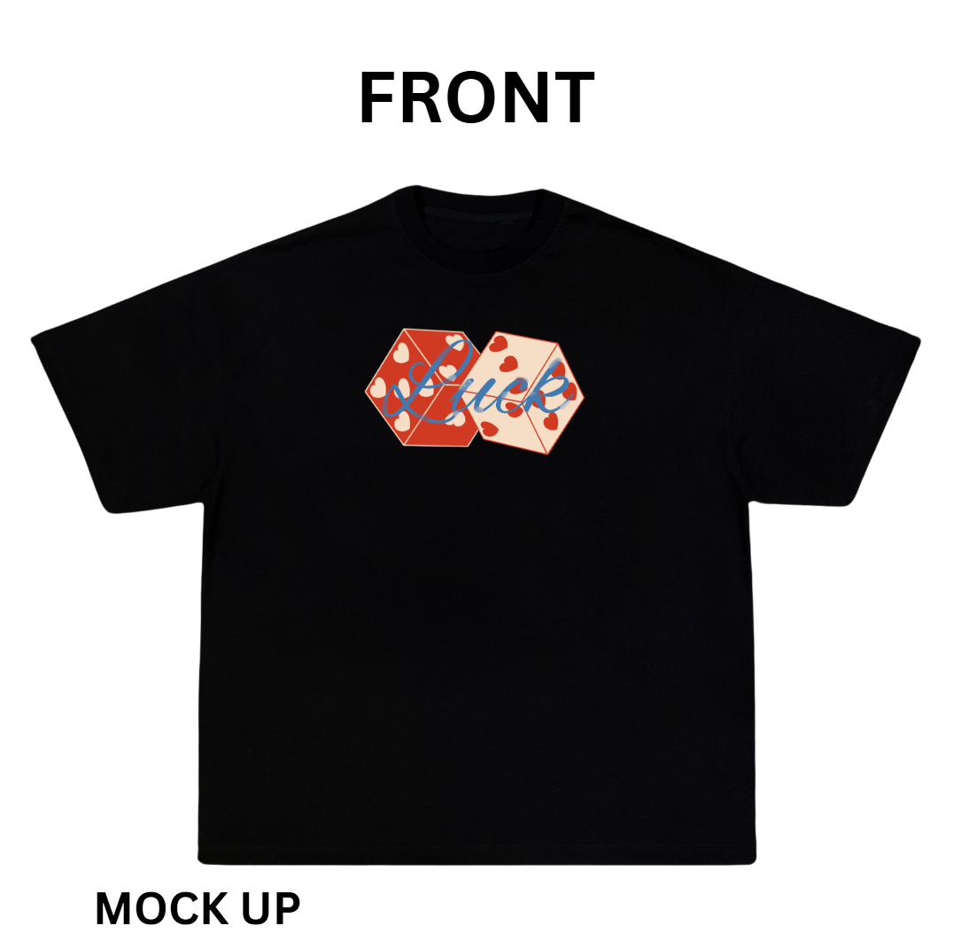 T-Shirt Design "Luck", T-Shirt Mockup, T-Shirt Print Design, Black T-Shirt Mockup, Typography | Transparent PNG | JPG and PDF file