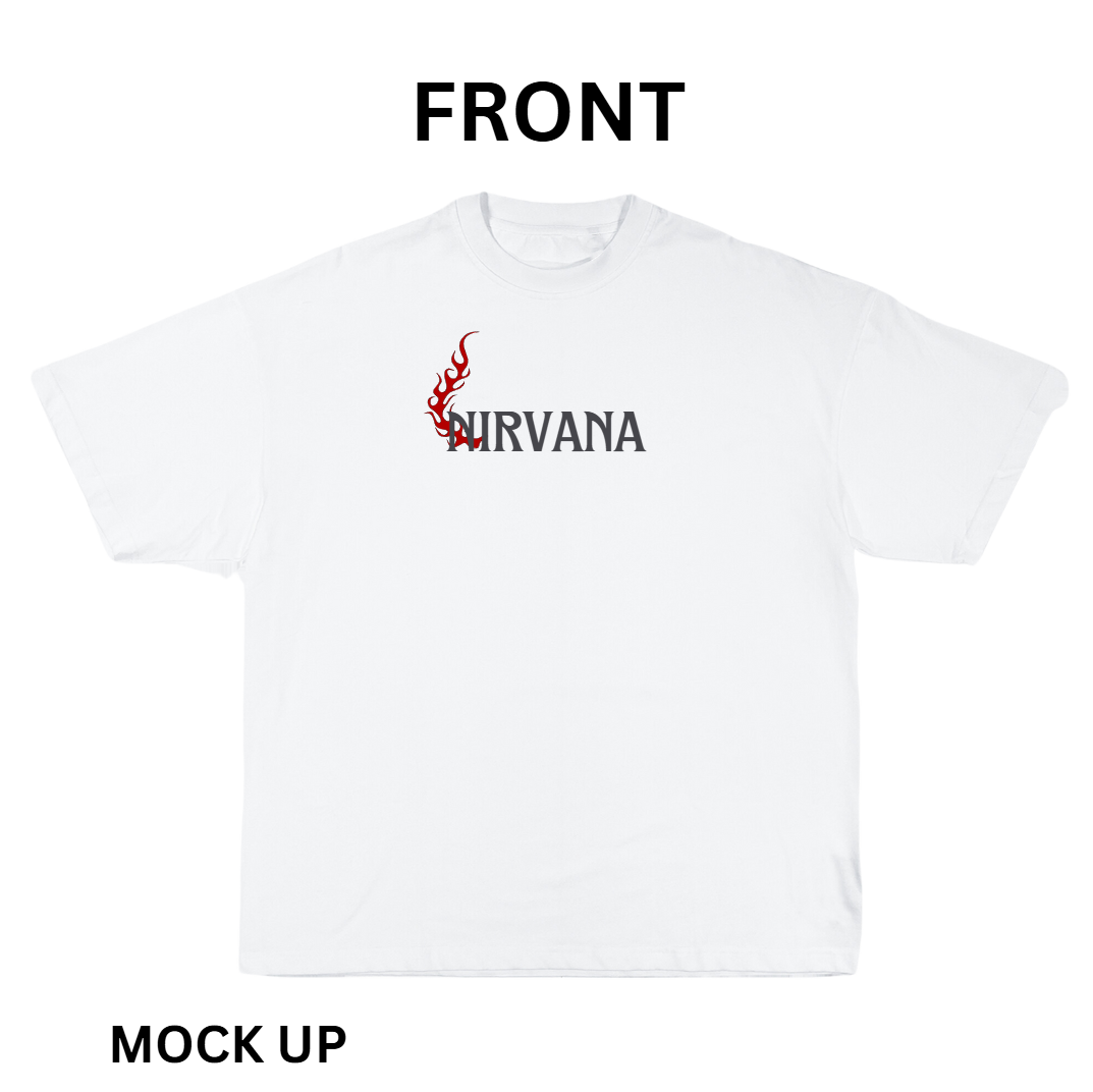 T Shirt Design "Nirvana", T-Shirt Mockup, T-Shirt Print Design, White T-Shirt Mockup, Typography | Transparent PNG | JPG and PDF file