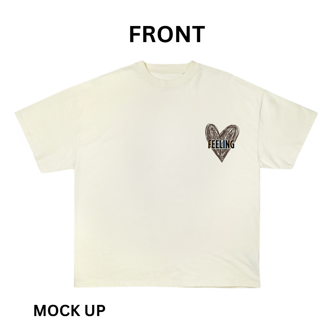 T-Shirt Design "Feeling", T-Shirt Mockup, T-Shirt Print Design, White T-Shirt Mockup, Illustration | Transparent PNG | JPG and PDF file