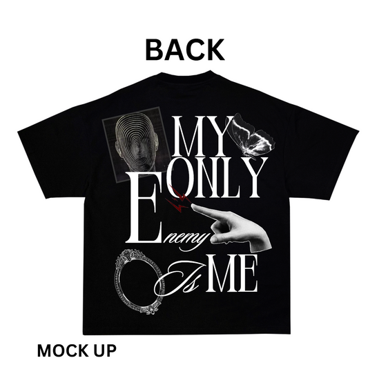 T-Shirt Design "Enemies", T-Shirt Mockup, T-Shirt Print Design, Black T-Shirt Mockup, Typography | Transparent PNG | JPG and PDF file