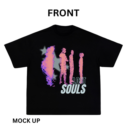 T-Shirt Design "Lost Souls", T-Shirt Mockup, T-Shirt Print Design, Black T-Shirt Mockup, Illustration | Transparent PNG | JPG and PDF file