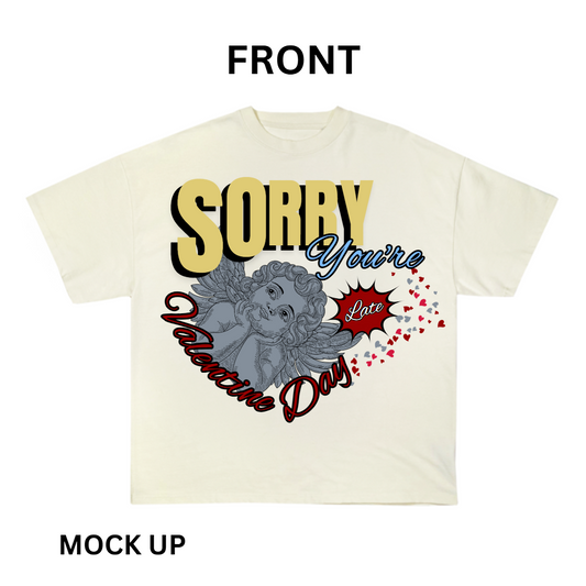 T-Shirt Design "Late Valentine", T-Shirt Mockup, T-Shirt Print Design, Beige T-Shirt Mockup, Beige | Transparent PNG | JPG and PDF file